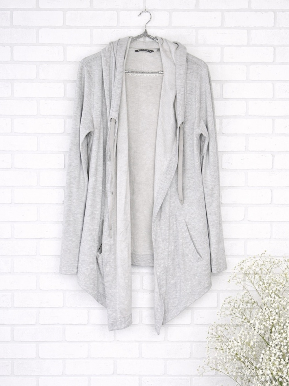 Athleta Vista Wrap Open Front Cardigan in Light Heather Gray Size S
